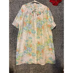 Vintage Sears Floral Muumuu Housedress Robe 2X Long Multicolor Casual